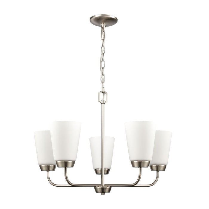 Atlas Lighting Winslow 25''W 5Lt Chandelier, Brushed Nickel/White