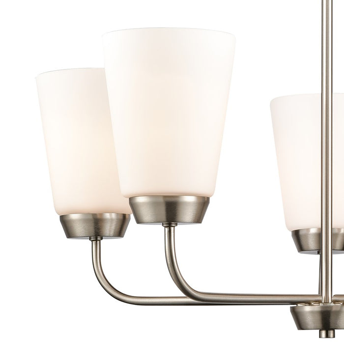 Atlas Lighting Winslow 25''W 5Lt Chandelier, Brushed Nickel/White