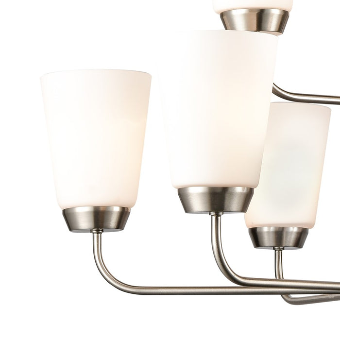 Atlas Lighting Winslow 30''W 9Lt Chandelier, Brushed Nickel/White