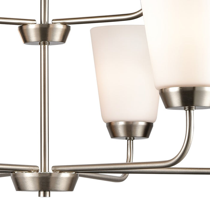 Atlas Lighting Winslow 30''W 9Lt Chandelier, Brushed Nickel/White
