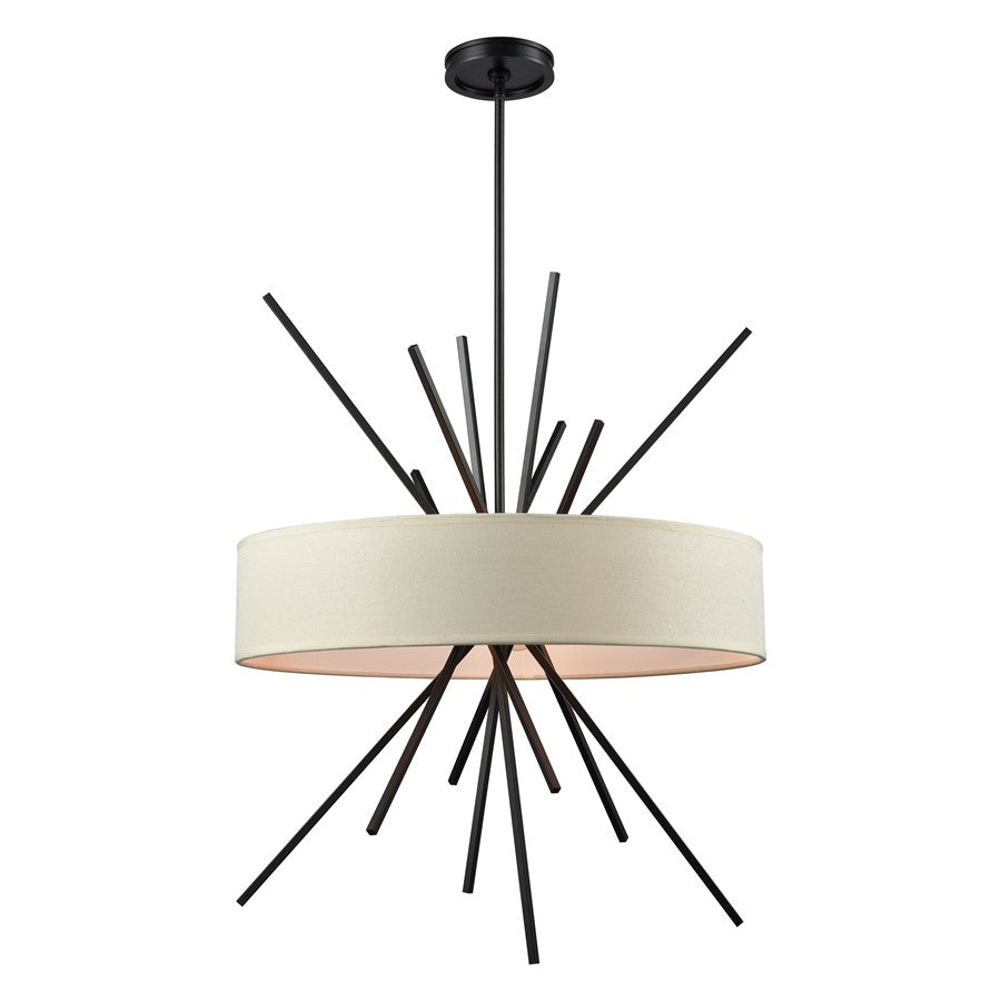 Atlas Lighting Xenia 25'' Wide 5Lt Chandelier, Bronze/Beige/White