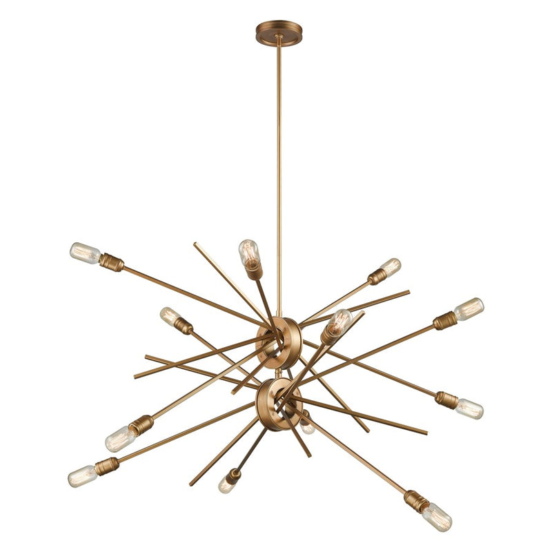 Atlas Lighting Xenia 42in 12-Light Chandelier | Modern Matte Gold Metal | Kitchen Island & Dining Room | 42 x 25 x 30 in | Model CL11408-GD