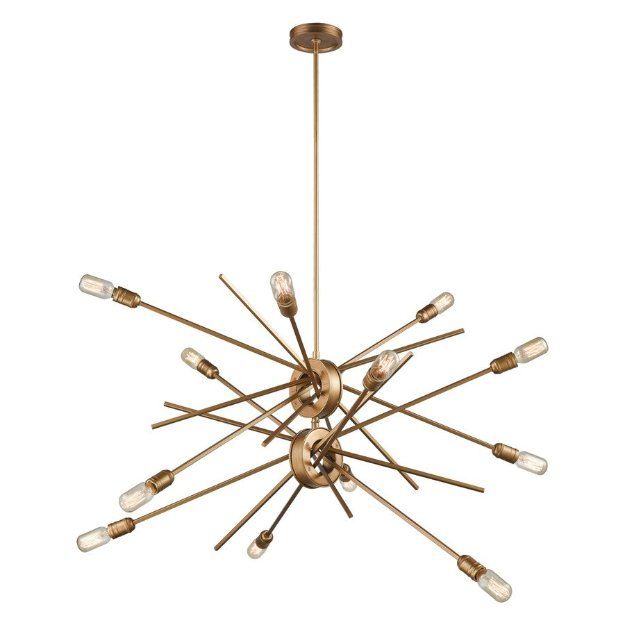 Atlas Lighting Xenia 42'' Wide 12Lt Chandelier, Matte Gold
