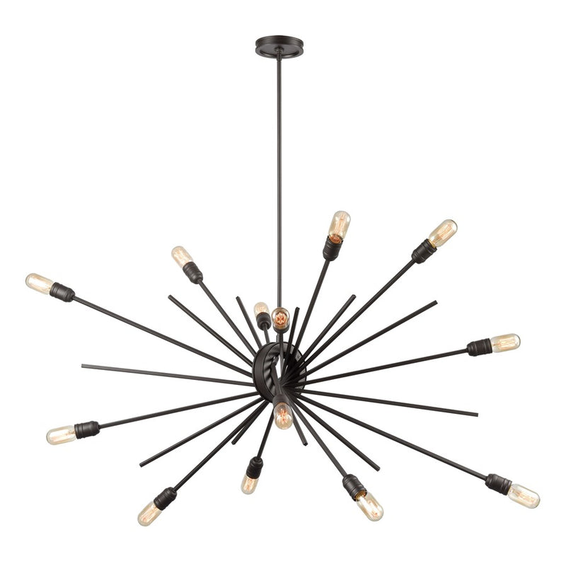 Atlas Lighting Xenia 54in 14-Light Chandelier | Modern Oil Rubbed Bronze Metal | Kitchen Island & Dining Room | 54 x 17 x 18 in | Model CL11409-BZ