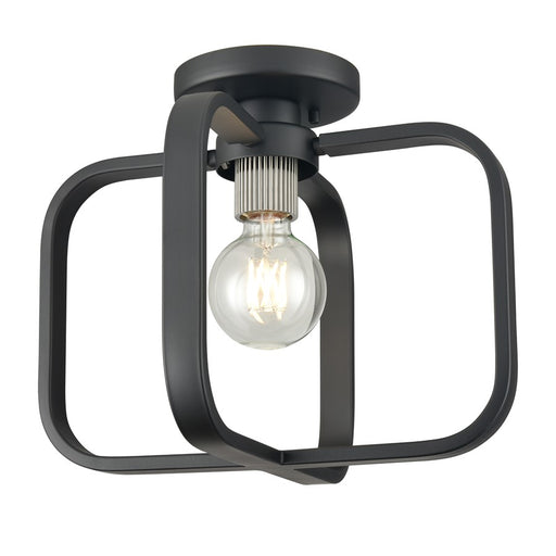 Atlas Lighting 13''W 1Lt Flush Mount, Matte Black/Nickel Sockets