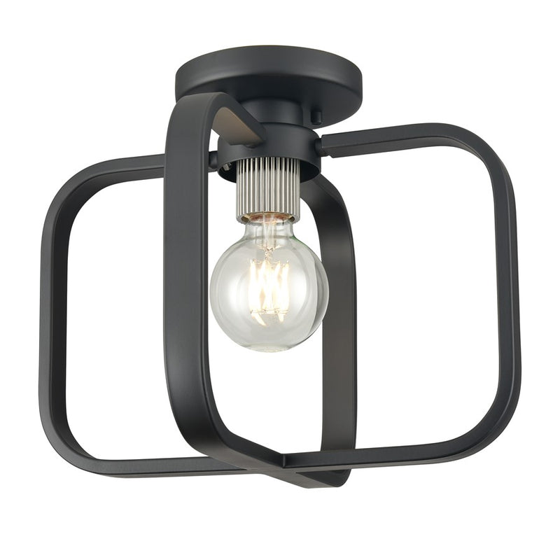 Atlas Lighting 13in 1-Light Square Flush Mount | Matte Black Metal | Hallway & Bedroom Ambient Light | 13 x 13 x 10.64 in | Model CL11413-BK