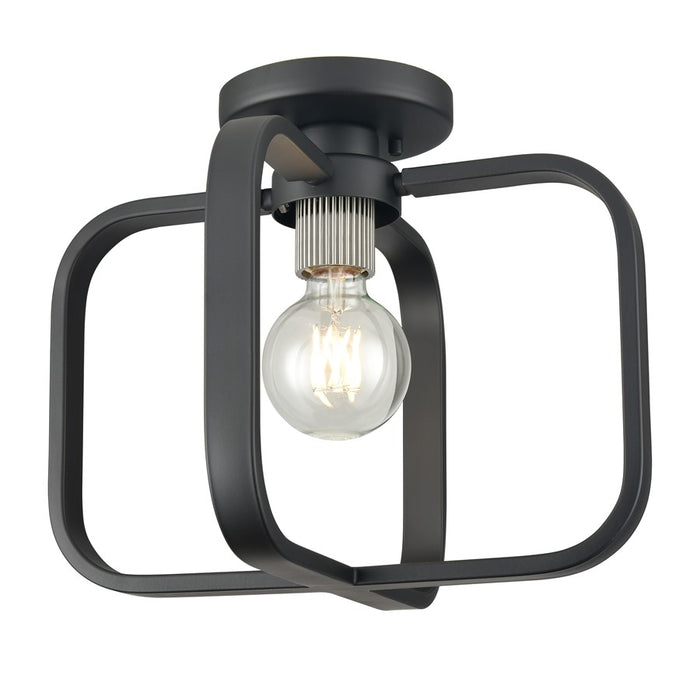 Atlas Lighting 13''W 1Lt Flush Mount, Matte Black/Nickel Sockets