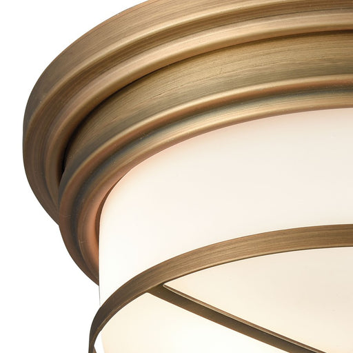 Atlas Lighting 13'' Wide 2Lt Flush Mount, Classic Brass/White