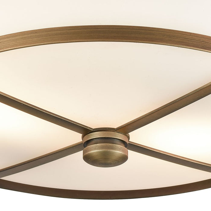 Atlas Lighting 13'' Wide 2Lt Flush Mount, Classic Brass/White