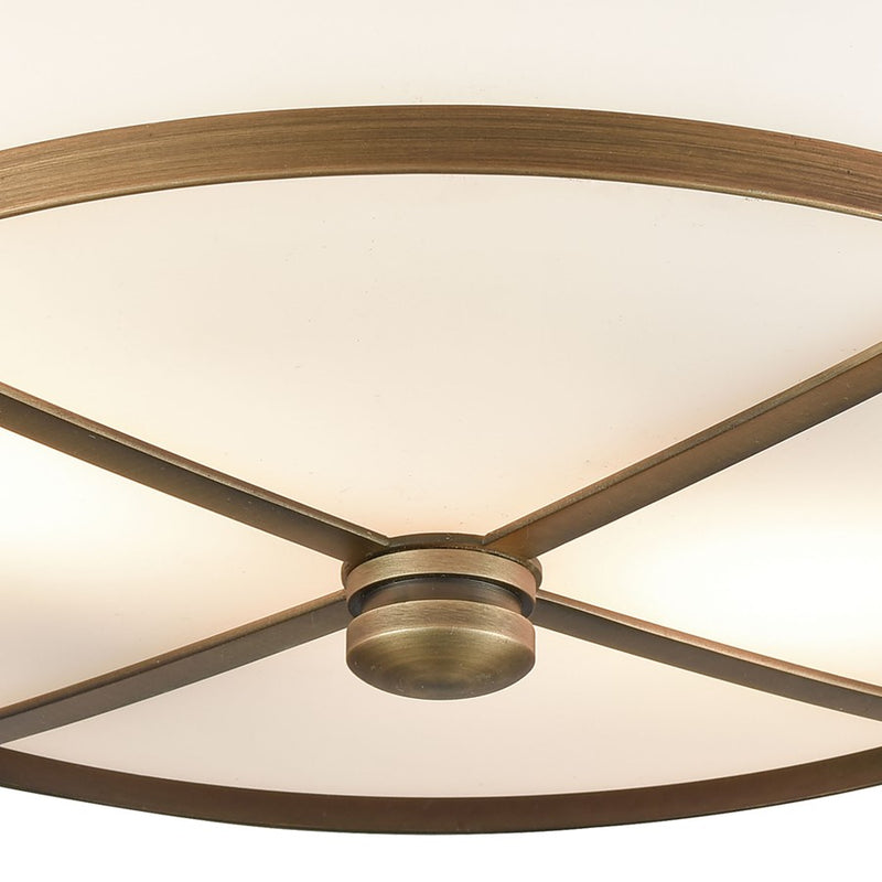 Atlas Lighting 13in 2-Light Square Flush Mount | Classic Brass and White Frosted Glass | Dining Room & Entryway | 13 x 13 x 6 in | Model CL11414-BS