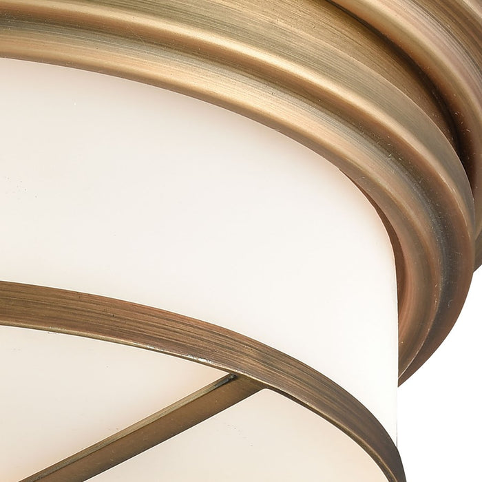 Atlas Lighting 13'' Wide 2Lt Flush Mount, Classic Brass/White