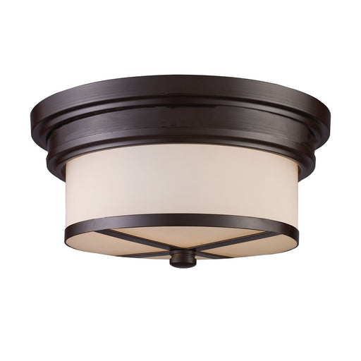 Atlas Lighting 13'' Wide 2Lt Flush Mount, Oiled Bronze/White
