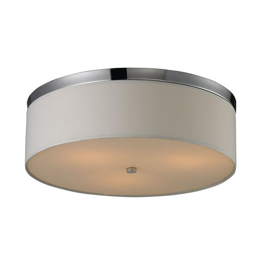 Atlas Lighting 17'' Wide 3Lt Flush Mount, Chrome/Beige / Off White
