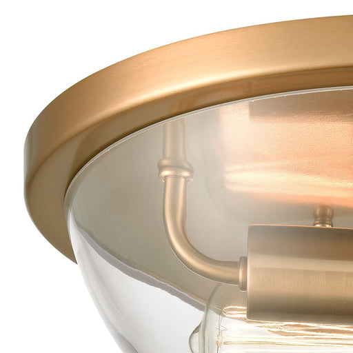 Atlas Lighting Astoria 13.5''W 2Lt Flush Mount, Satin Gold/Clear