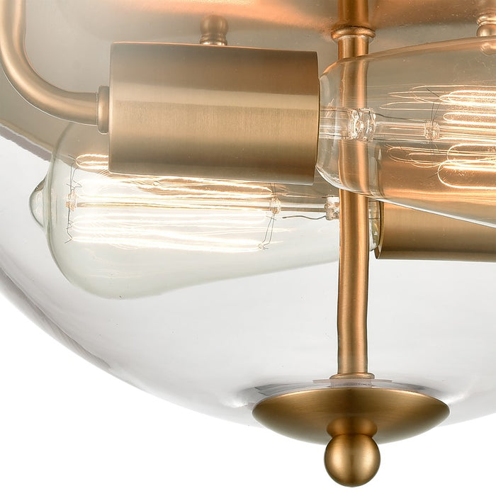 Atlas Lighting Astoria 13.5''W 2Lt Flush Mount, Satin Gold/Clear
