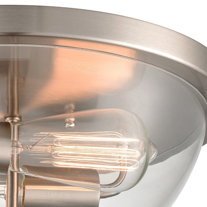 Atlas Lighting Astoria 13.5'' Wide 2Lt Flush Mount, Nickel/Clear