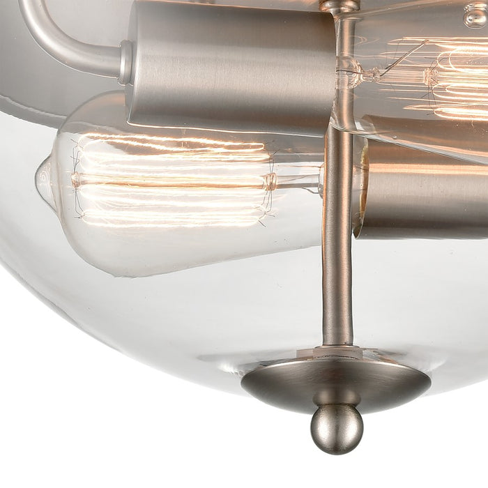 Atlas Lighting Astoria 13.5'' Wide 2Lt Flush Mount, Nickel/Clear