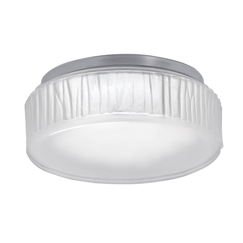 Atlas Lighting Bark 7in Integrated LED Flush Mount | Modern Polished Nickel and White Frosted Glass | Hallway & Bathroom Ceiling | Model CL11421-NK