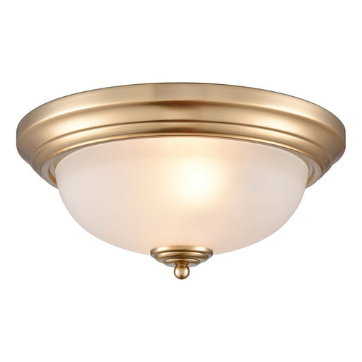 Atlas Lighting Basics 13'' Wide 2Lt Flush Mount, Satin Gold/White