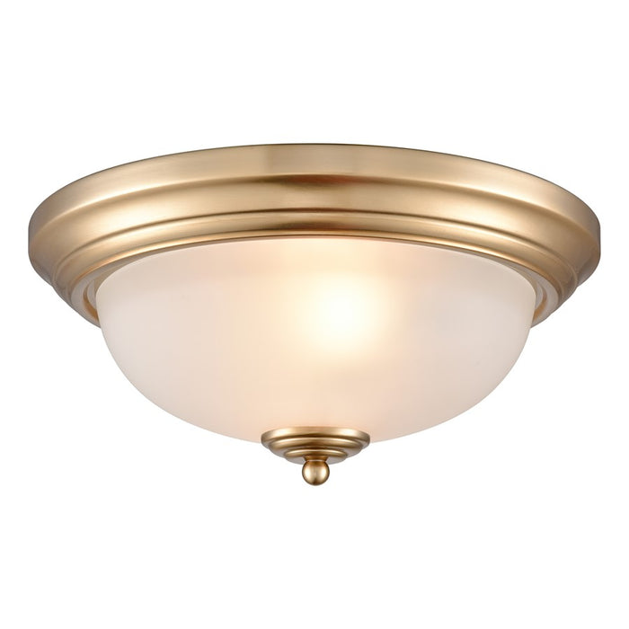 Atlas Lighting Basics 13'' Wide 2Lt Flush Mount, Satin Gold/White