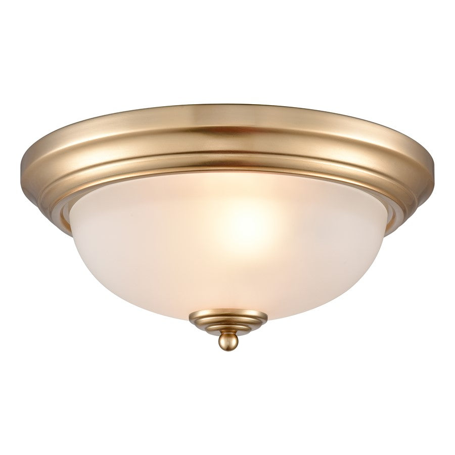 Atlas Lighting Basics 13'' Wide 2Lt Flush Mount, Satin Gold/White