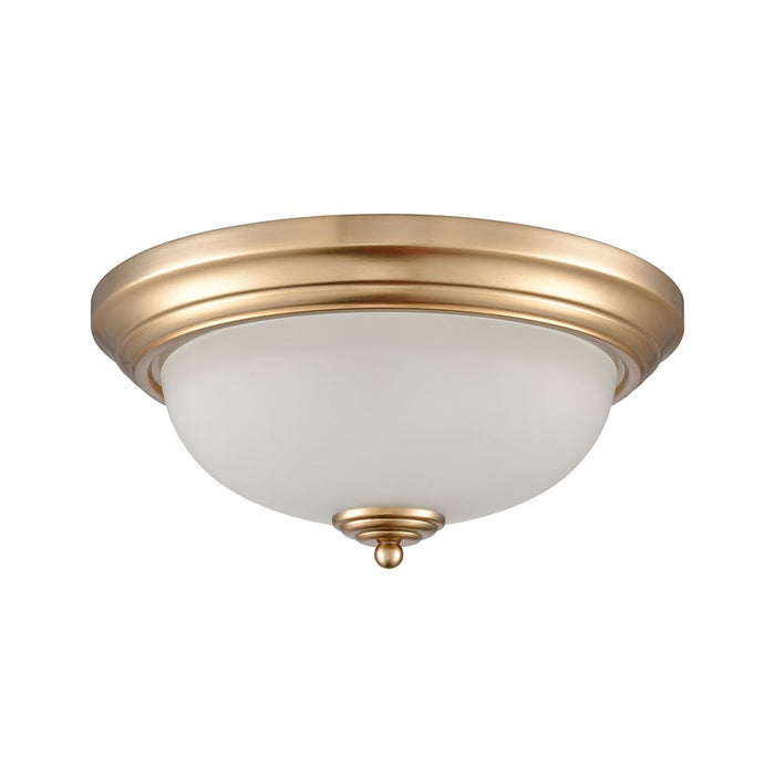 Atlas Lighting Basics 13'' Wide 2Lt Flush Mount, Satin Gold/White
