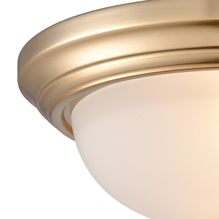 Atlas Lighting Basics 13'' Wide 2Lt Flush Mount, Satin Gold/White