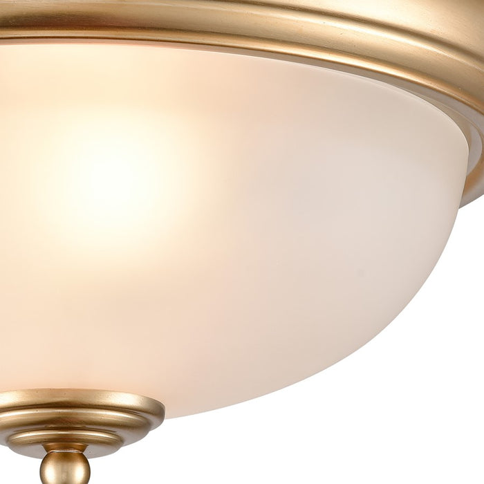Atlas Lighting Basics 13'' Wide 2Lt Flush Mount, Satin Gold/White