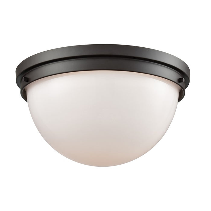 Atlas Lighting Beckett 14'' Wide 2Lt Flush Mount, Bronze/White