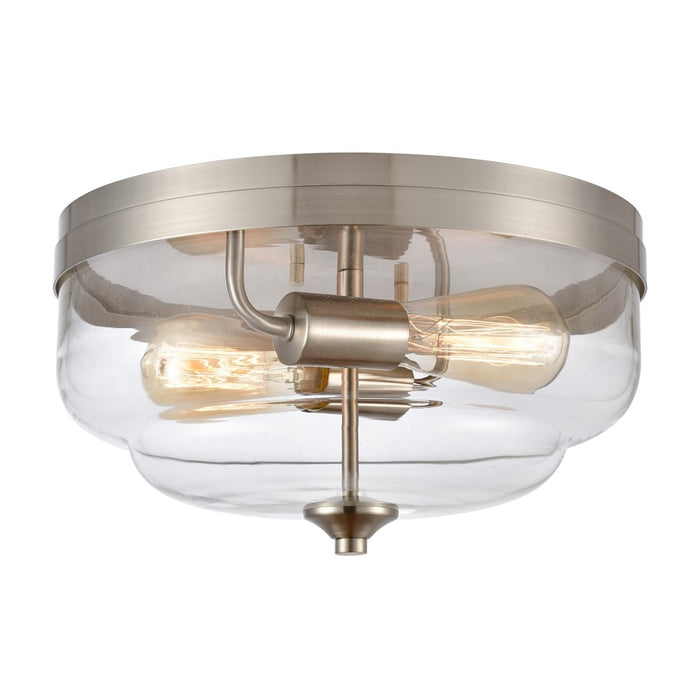 Atlas Lighting Calistoga 13'' Wide 2Lt Flush Mount, Nickel/Clear