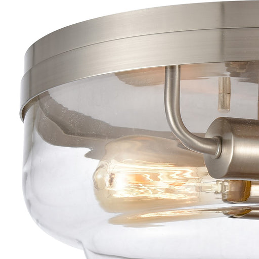 Atlas Lighting Calistoga 13'' Wide 2Lt Flush Mount, Nickel/Clear