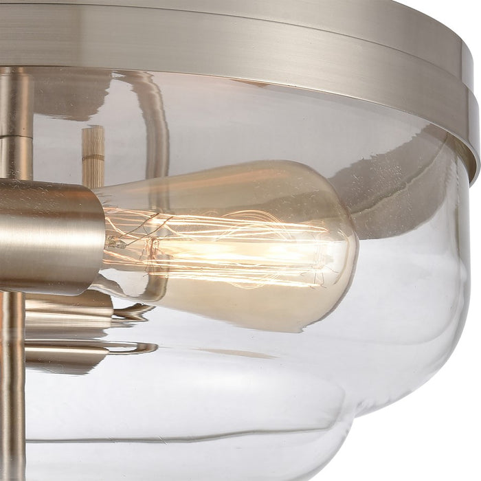 Atlas Lighting Calistoga 13'' Wide 2Lt Flush Mount, Nickel/Clear