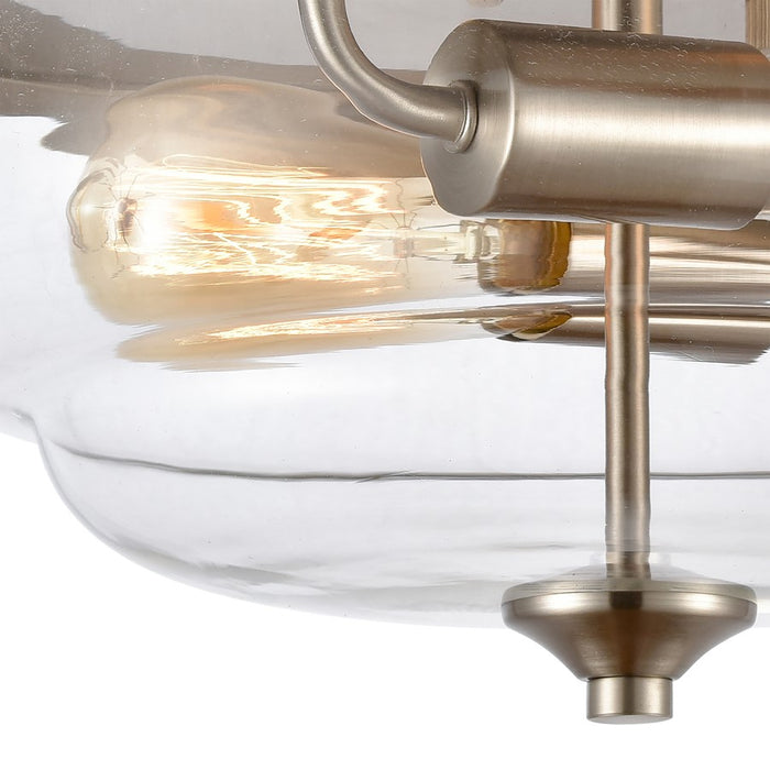 Atlas Lighting Calistoga 13'' Wide 2Lt Flush Mount, Nickel/Clear