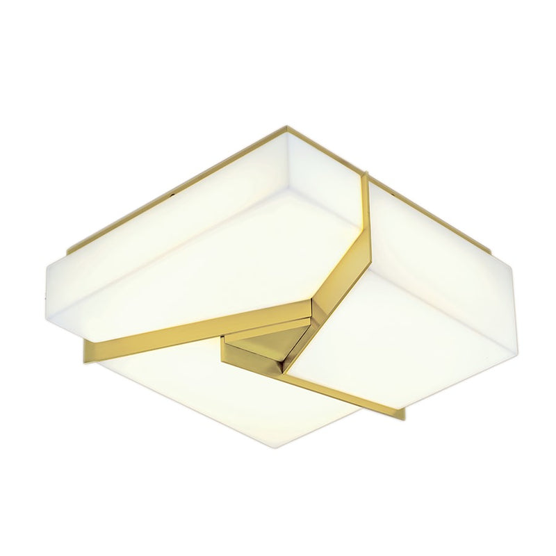 Atlas Lighting Candeau 12.75in Integrated LED Flush Mount | Modern Satin Brass and White Acrylic | Kitchen & Bathroom Ceiling | Model CL11426-BS