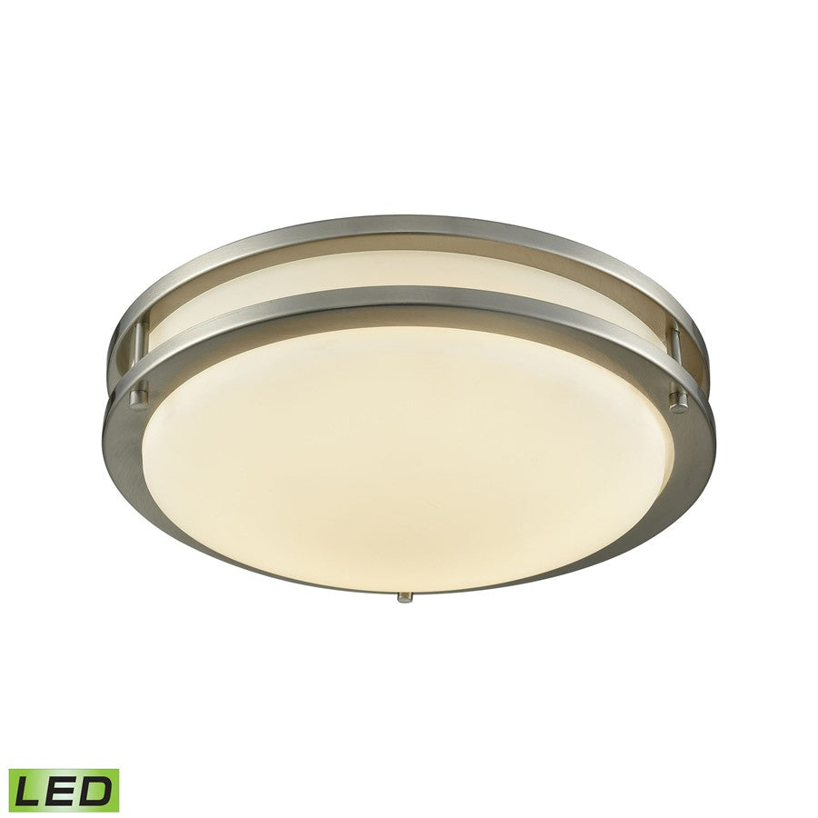 Atlas Lighting Clarion 11'' Wide LED Flush Mount, Nickel/White