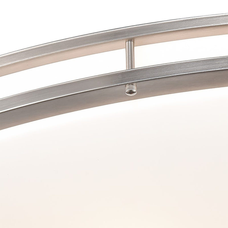 Atlas Clarion 32.5in 6-Light Flush Mount | Modern Brushed Nickel and White Glass | Living Room & Hallway Ceiling Light | Model CL11435-NK