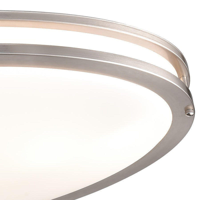 Atlas Clarion 32.5in 6-Light Flush Mount | Modern Brushed Nickel and White Glass | Living Room & Hallway Ceiling Light | Model CL11435-NK