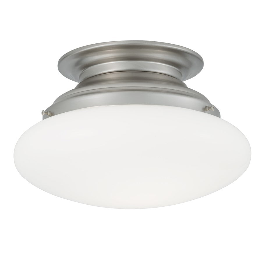 Atlas Lighting Clayton 12'' Wide 2Lt Flush Mount, Nickel/White