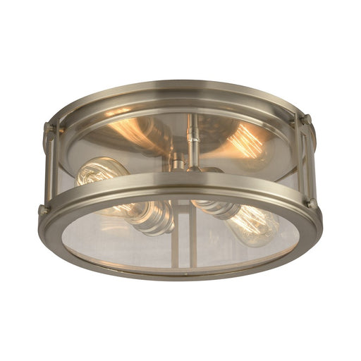 Atlas Lighting Coby 13'' Wide 2Lt Flush Mount, Brushed Nickel/Clear