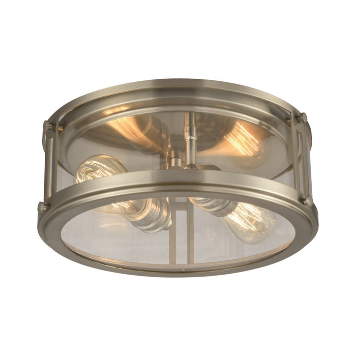 Atlas Lighting Coby 13'' Wide 2Lt Flush Mount, Brushed Nickel/Clear