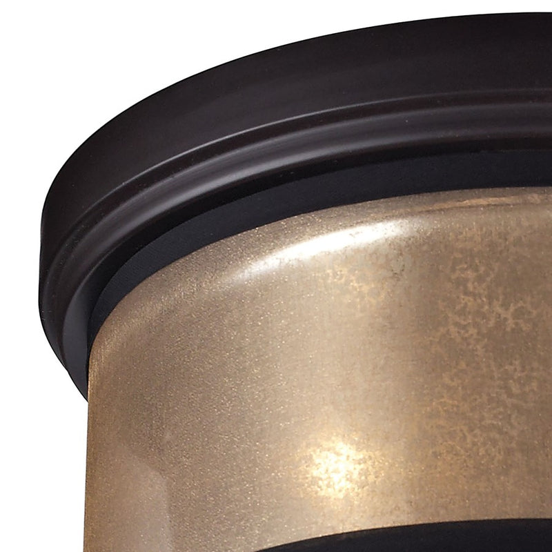Atlas Lighting Diffusion 13in 2-Light Flush Mount | Transitional Oil Rubbed Bronze and Beige Fabric Shade | Bedroom & Hallway | Model CL11440-BZ