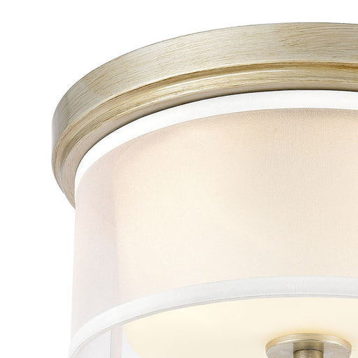 Atlas Lighting Diffusion 13''W 2Lt Flush Mount, Aged Silver/White