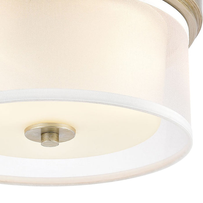 Atlas Lighting Diffusion 13''W 2Lt Flush Mount, Aged Silver/White