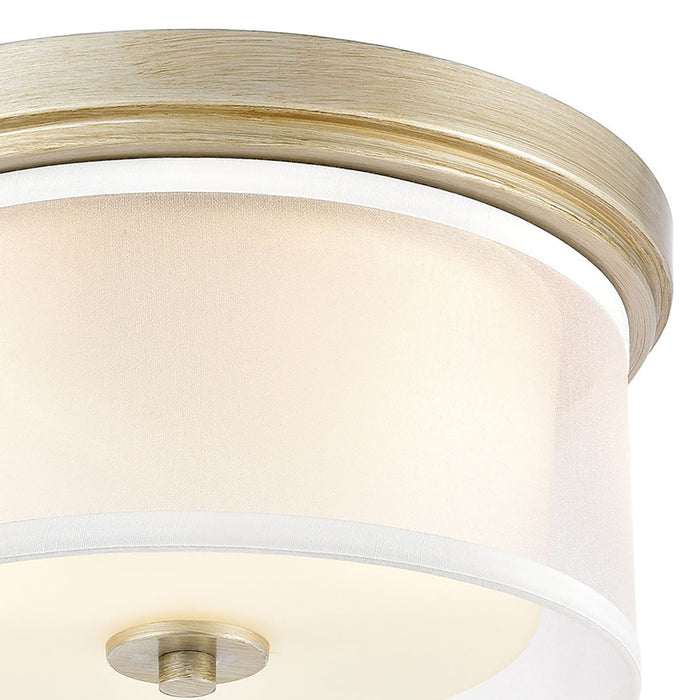 Atlas Lighting Diffusion 13''W 2Lt Flush Mount, Aged Silver/White