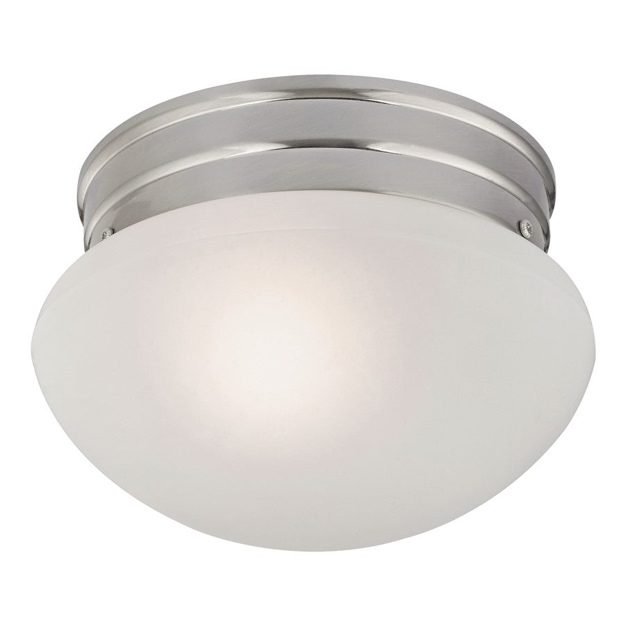 Atlas Lighting Elowen 8''W 1Lt Flush Mount, Brushed Nickel/White