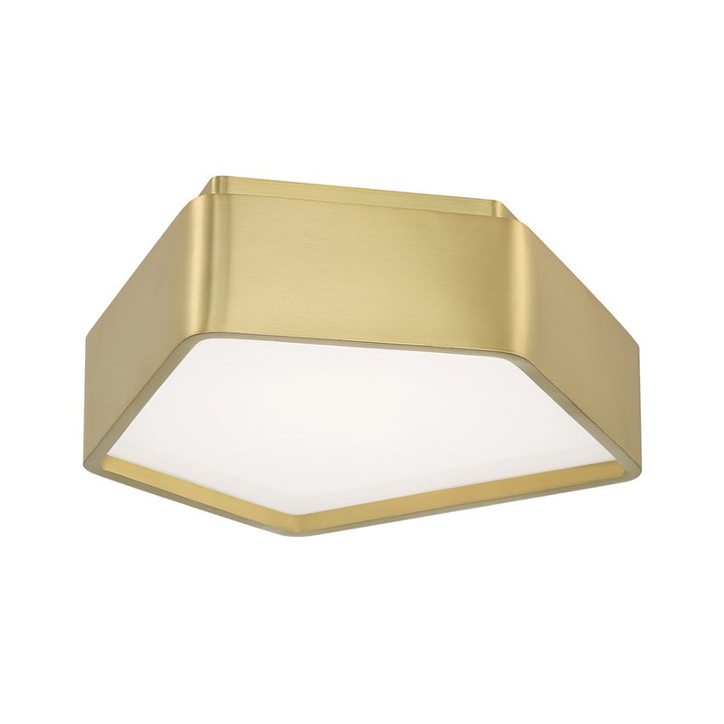 Atlas Lighting Fenway 12.25'' Wide LED Flush Mount, Brass/White