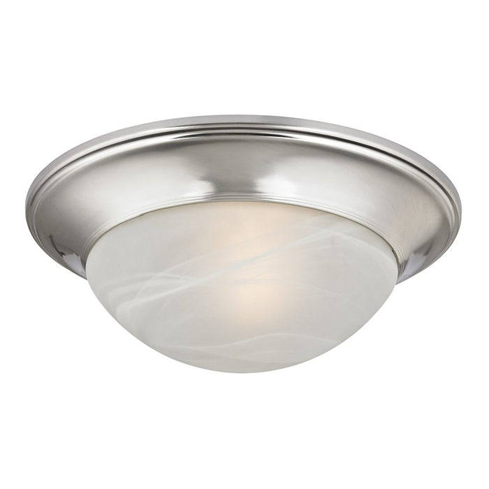 Atlas Lighting Fluor 12''W 1Lt Flush Mount, Brushed Nickel/White