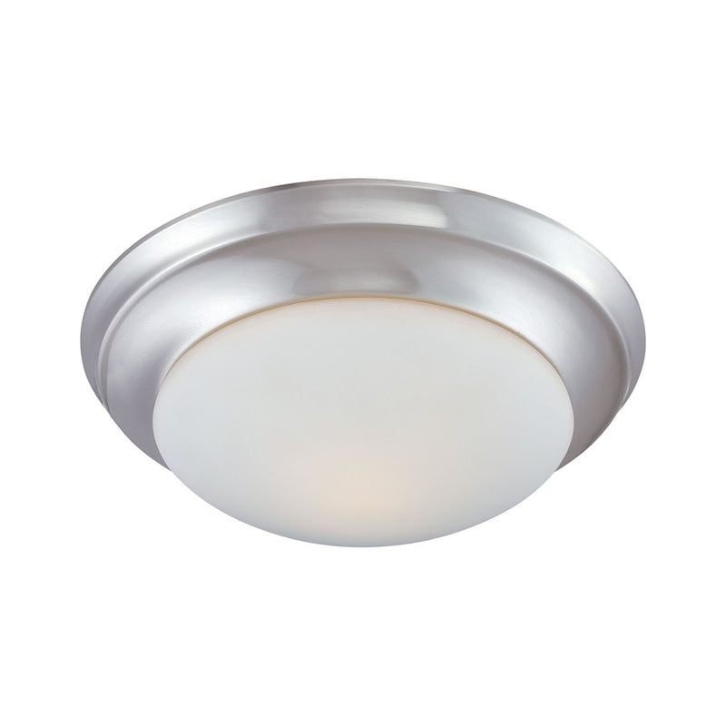 Atlas Lighting Fluor 14in 2-Light Flush Mount | Modern Brushed Nickel and White Frosted Glass | Kitchen & Living Room Ceiling | Model CL11450-NK