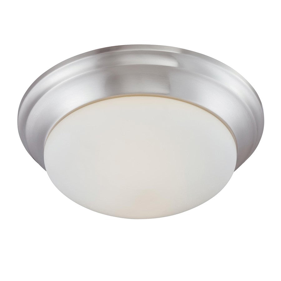 Atlas Lighting Fluor 15''W 2Lt Flush Mount, Brushed Nickel/White
