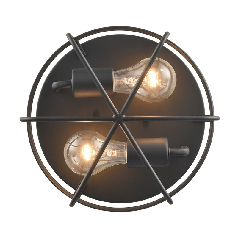 Atlas Lighting Gael 10in 2-Light Flush Mount | Industrial Matte Black Metal Cage | Kitchen & Hallway | 10 x 10 x 5.5 in | Model CL11454-BK